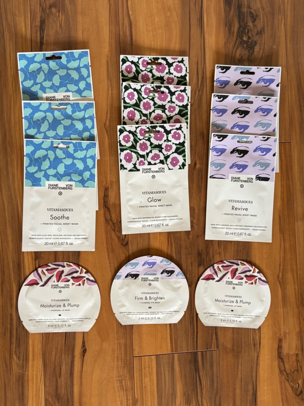 9 DIANE VON FURSTENBERG VITAMASQUES Sheet Mask and 3 Eye Mask Bundle